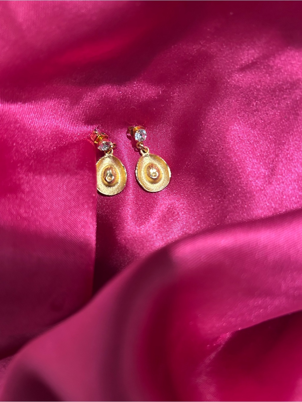 Vintage Gold Rhinestone Cowgirl Hat Earrings